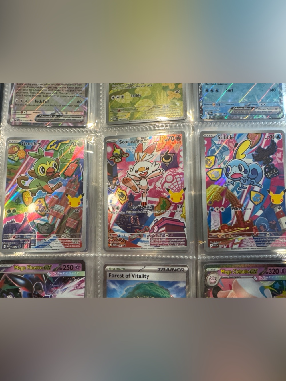 Pokemon Trading Cards - Green, Pink, Blue Holo Collection